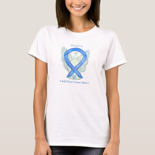 Blue Awareness Ribbon Angel Custom Shirts (Vorderseite)
