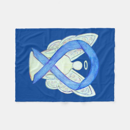 Blue Awareness Ribbon Angel Custom Soft Blanke Fleecedecke (Vorderseite (Horizontal))