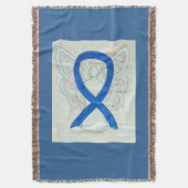 Blue Awareness Ribbon Angel Custom Throw Blanke Decke (Vorderseite Vertikal)