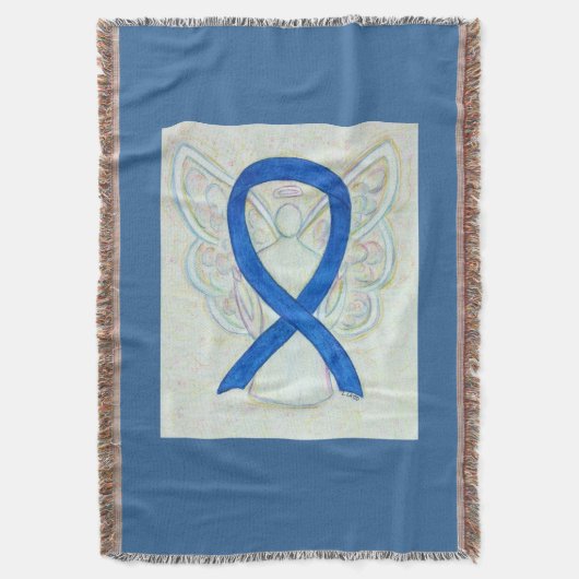 Blue Awareness Ribbon Angel Custom Throw Blanke Decke (Vorderseite Vertikal)