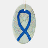 Blue Awareness Ribbon Angel Pendant Ornament (Rechts)