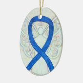 Blue Awareness Ribbon Angel Pendant Ornament (Links)