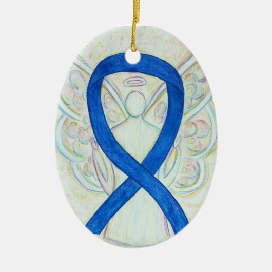 Blue Awareness Ribbon Angel Pendant Ornament (Vorne)