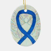 Blue Awareness Ribbon Angel Pendant Ornament (Hinten)