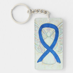 Blue Awareness Ribbon Angel Schlüsselkette Schlüsselanhänger