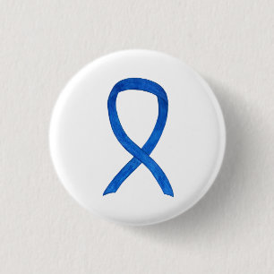 Blue Awareness Ribbon Art kundenspezifische Messag Button