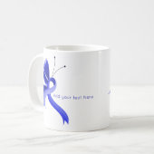 Blue Awareness Ribbon Butterfly Kaffee Tasse (Vorderseite Links)