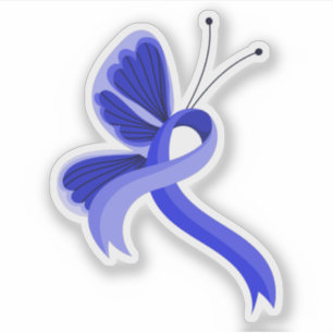 Blue Awareness Ribbon Butterfly Kaffee Tasse Aufkleber