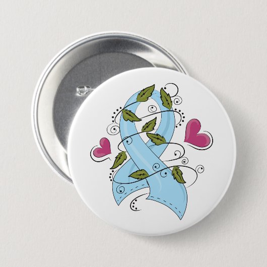 Blue Awareness Ribbon Button (Vorne & Hinten)