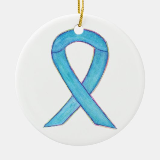 Blue Awareness Ribbon Custom Art Ornamente (Vorne)