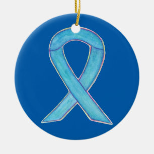 Blue Awareness Ribbon Custom Art Ornamente