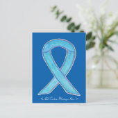 Blue Awareness Ribbon Custom Postcard Postkarte (Stehend Vorderseite)