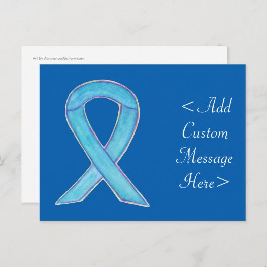 Blue Awareness Ribbon Custom Postcard Postkarte (Vorne/Hinten)
