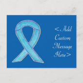 Blue Awareness Ribbon Custom Postcard Postkarte (Vorderseite)