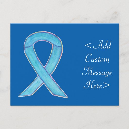 Blue Awareness Ribbon Custom Postcard Postkarte (Vorderseite)