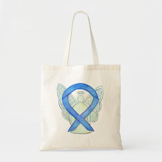 Blue Awareness Ribbon Custom Totbeutel Tragetasche (Vorne)