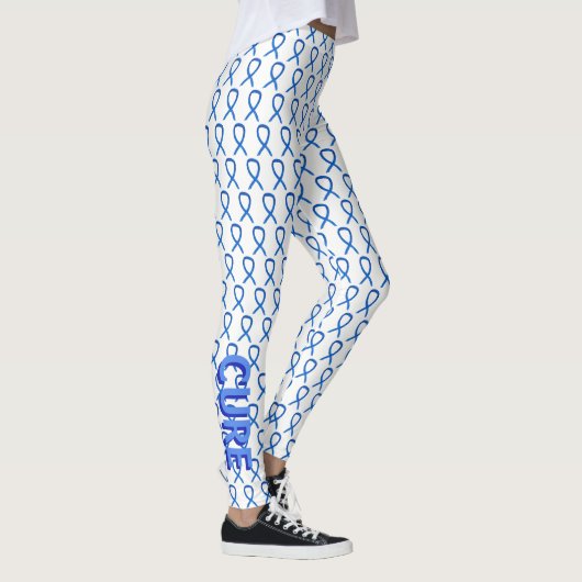 Blue Awareness Ribbon Custom Words Leggings (Rechts)