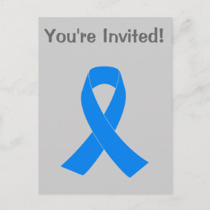 Blue Awareness Ribbon Einladungspostkarte