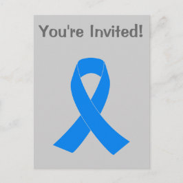 Blue Awareness Ribbon Einladungspostkarte