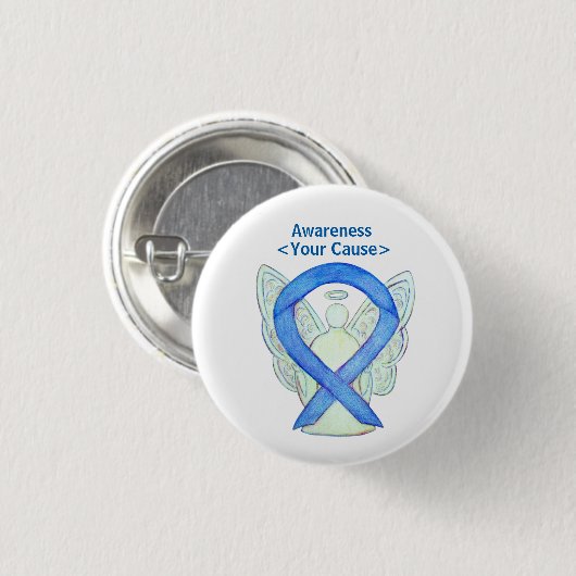 Blue Awareness Ribbon Engel Anpassbare Button-Butt Button (Vorne & Hinten)