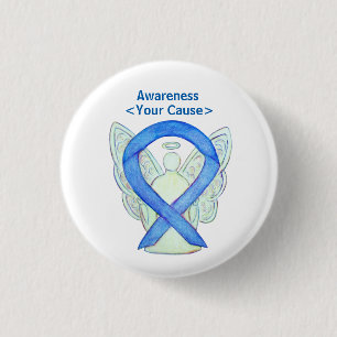 Blue Awareness Ribbon Engel Anpassbare Button-Butt Button