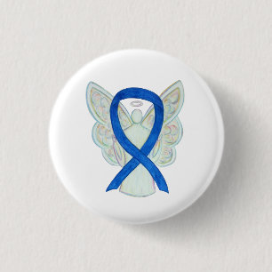 Blue Awareness Ribbon Engel Anpassbare Button-Butt Button