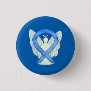 Blue Awareness Ribbon Engel Anpassbare Button-Butt Button