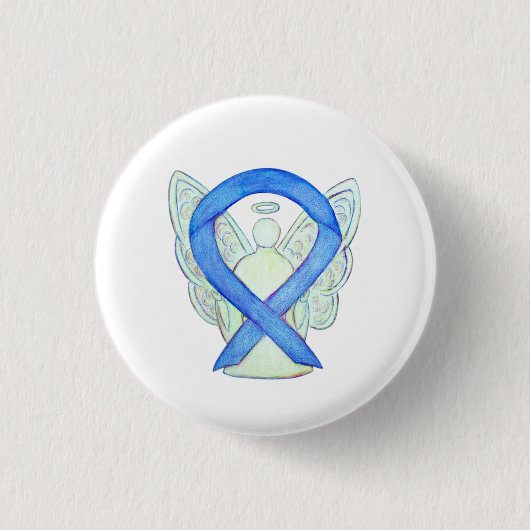 Blue Awareness Ribbon Engel Anpassbare Button-Butt Button (Vorderseite)