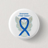 Blue Awareness Ribbon Engel individuell angepasste Button (Vorderseite)