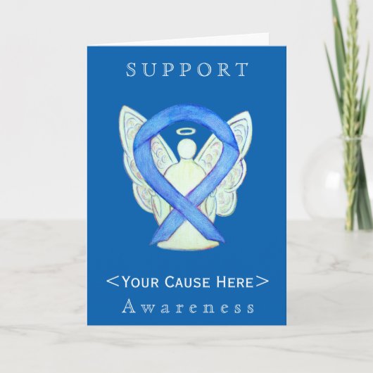 Blue Awareness Ribbon Engel individuelle Karte (Vorderseite)