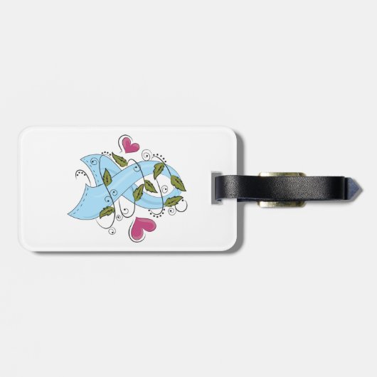 Blue Awareness Ribbon Gepäckanhänger (Rückseite horizontal)