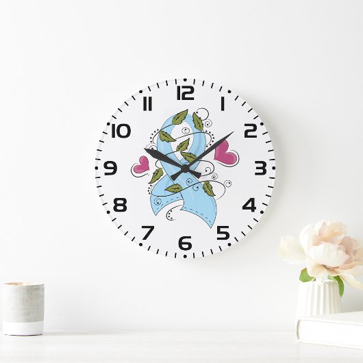 Blue Awareness Ribbon Große Wanduhr