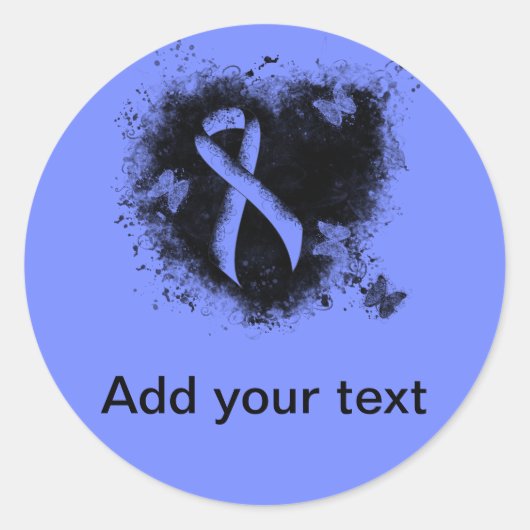 Blue Awareness Ribbon Grunge Herz Runder Aufkleber (Vorderseite)
