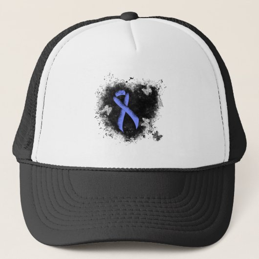 Blue Awareness Ribbon Grunge Herz Truckerkappe (Vorderseite)