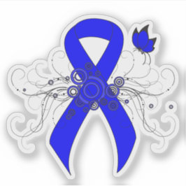 Blue Awareness Ribbon mit Butterfly Aufkleber