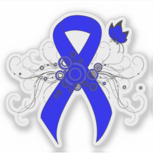 Blue Awareness Ribbon mit Butterfly Aufkleber