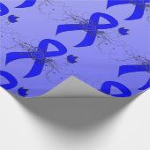 Blue Awareness Ribbon mit Butterfly Geschenkpapier (Ecke)
