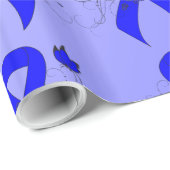 Blue Awareness Ribbon mit Butterfly Geschenkpapier (Rolleneckpunkt)