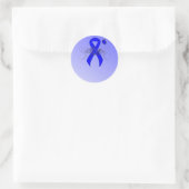 Blue Awareness Ribbon mit Butterfly Runder Aufkleber (Tasche)