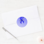 Blue Awareness Ribbon mit Butterfly Runder Aufkleber (Umschlag)