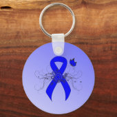 Blue Awareness Ribbon mit Butterfly Schlüsselanhänger (Vorderseite)