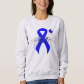 Blue Awareness Ribbon mit Butterfly Sweatshirt (Vorderseite)