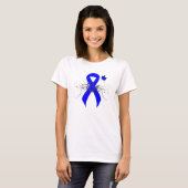 Blue Awareness Ribbon mit Butterfly T-Shirt (Vorne ganz)