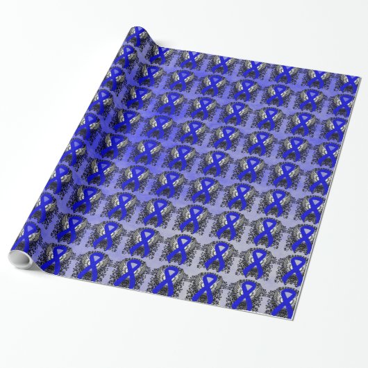 Blue Awareness Ribbon mit Flügen Geschenkpapier (Ungerollt)