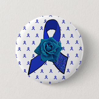 Blue Awareness Ribbon mit Rose mit Teertropfen Button