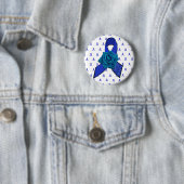 Blue Awareness Ribbon mit Rose mit Teertropfen Button (Beispiel)