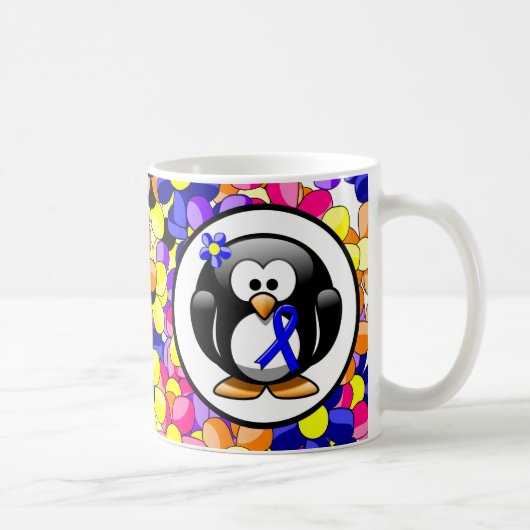 Blue Awareness Ribbon Penguin Kaffeetasse (Rechts)