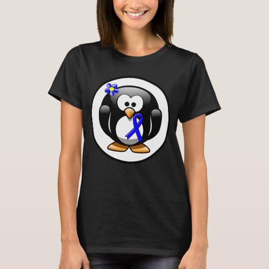Blue Awareness Ribbon Penguin T-Shirt (Vorderseite)