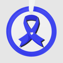 Blue Awareness Ribbon Weißes Herz Ornament