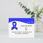Blue Awareness Ribbon White Heart Fundraiser Postkarte (Stehend Vorderseite)